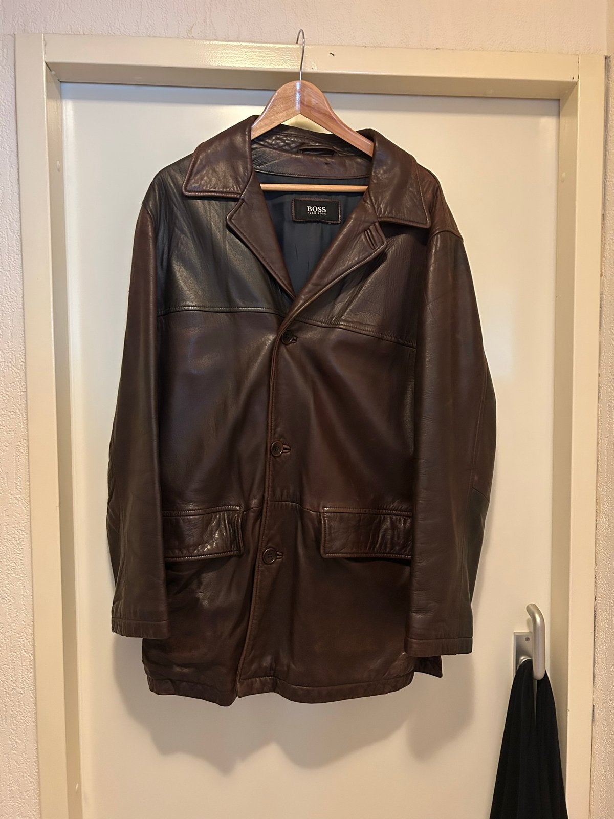 Hugo Boss Leren Jas Maat 50 - Bruin Lamswol, Ophalen of Verzenden, Zo goed als nieuw, Maat 52/54 (L), Bruin