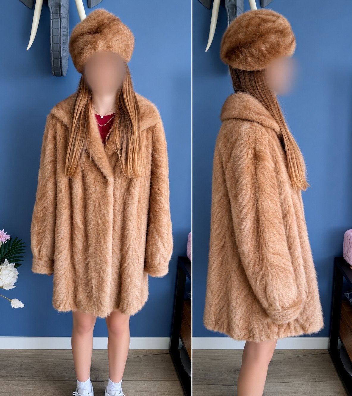 Mooie vintage nerts bontjas met muts en 2 sjalen, Kleding | Dames, Ophalen of Verzenden, Zo goed als nieuw, Maat 38/40 (M), Bruin