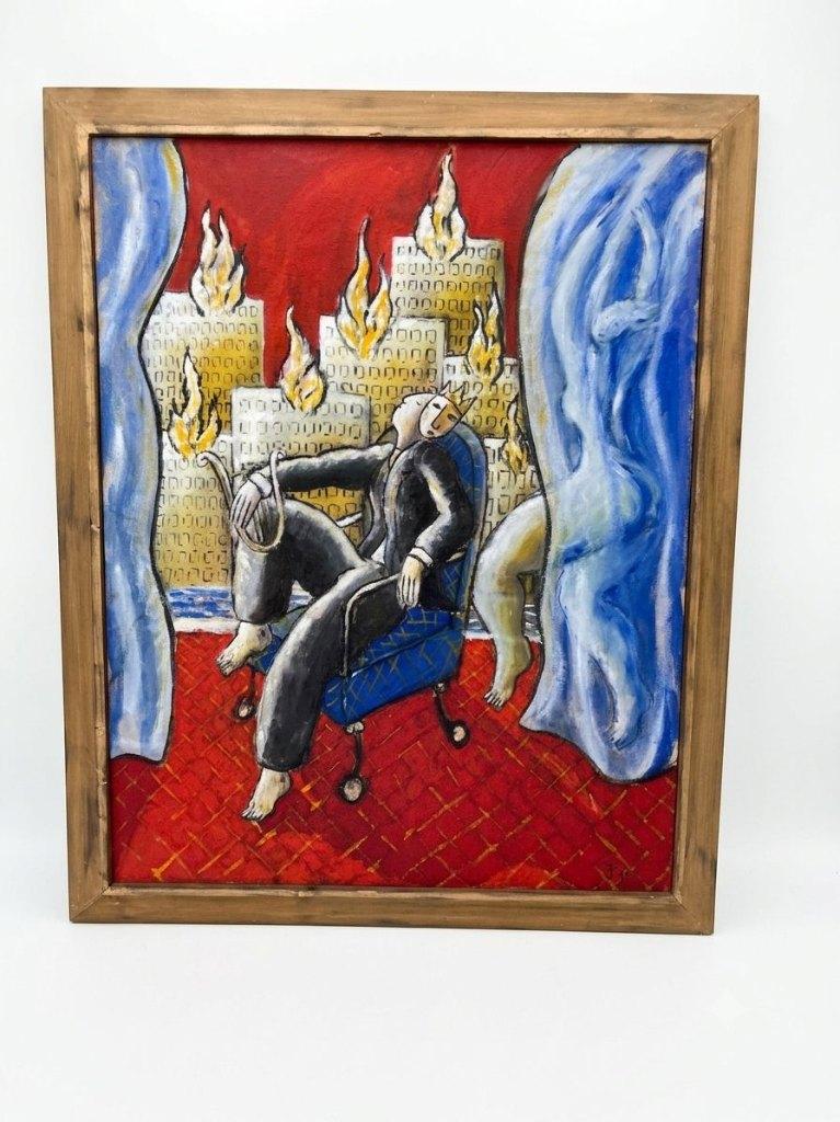 Jacques Tange – schilderij "De Hedendaagse Nero", Antiek en Kunst, Kunst | Schilderijen | Modern, Ophalen of Verzenden