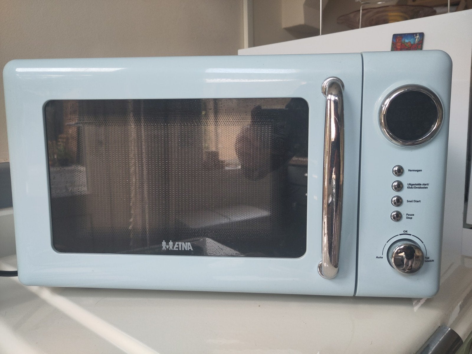Retro magnetron - Baby blauw - ETNA, Witgoed en Apparatuur, Ophalen, Gebruikt, Magnetron, Draaiplateau