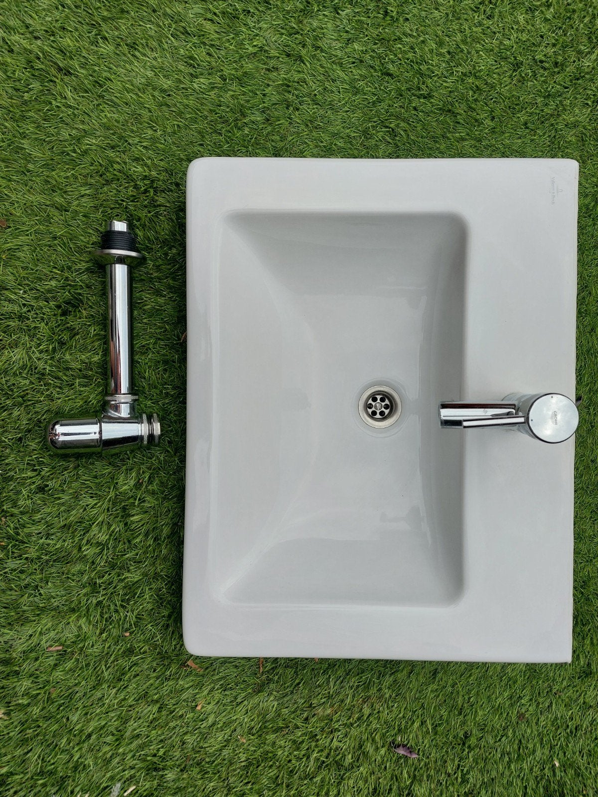 Villeroy & Boch Subway 2.0 wastafel met Grohe kraan, Ophalen, Chroom, Wastafel