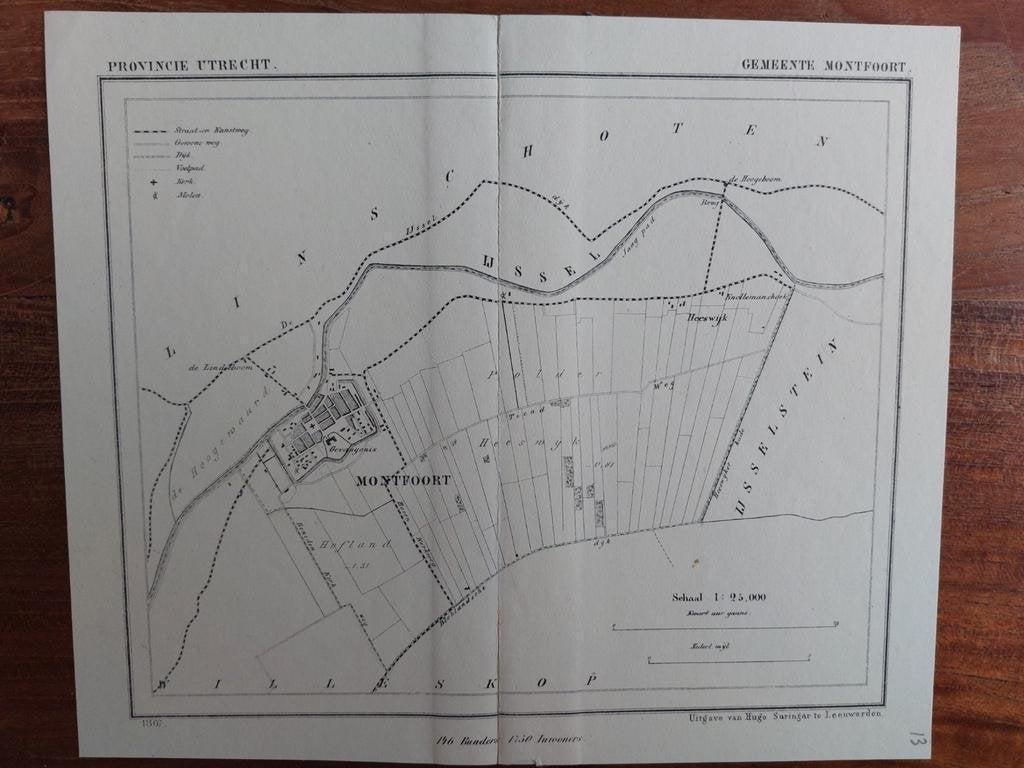 13 / Gemeente Montfoort Heeswijk Litho uit 1867 van J Kuyper, Ophalen of Verzenden