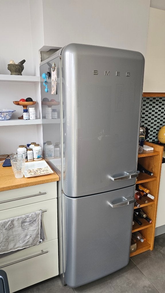 SMEG retro koel-vries combinatie - zilvergrijs - FAB32X6S, Witgoed en Apparatuur, Ophalen, Gebruikt, 200 liter of meer, 60 cm of meer