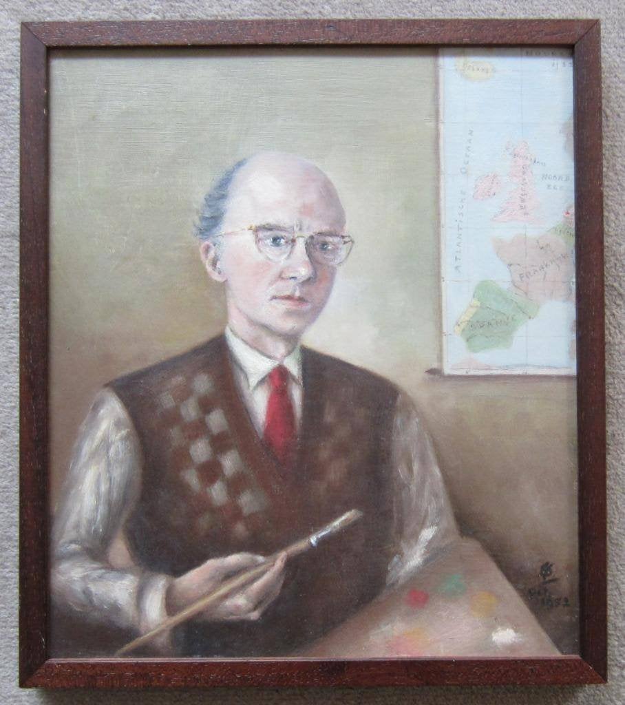 uit 1952==portret van een schilder==gesigneerd==, Ophalen of Verzenden
