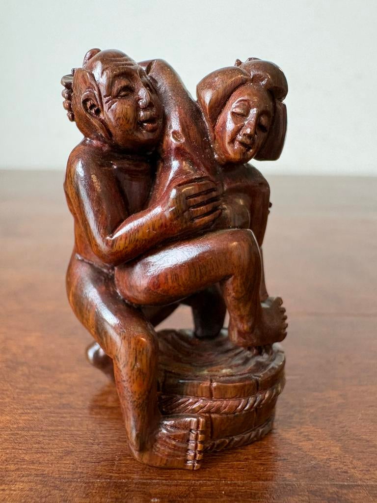 Netsuke shunga erotisch japan vrouw man, Verzamelen, Ophalen of Verzenden, Gebruikt, Mens