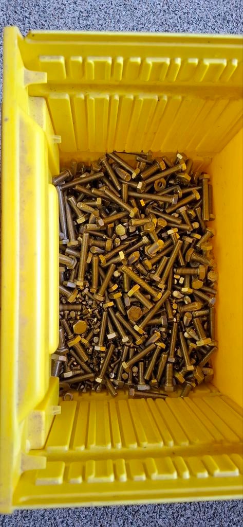 Diverse RVS Schroeven - 11 kg met handige kist, Gebruikt, Schroeven, Ophalen of Verzenden, Minder dan 50 mm