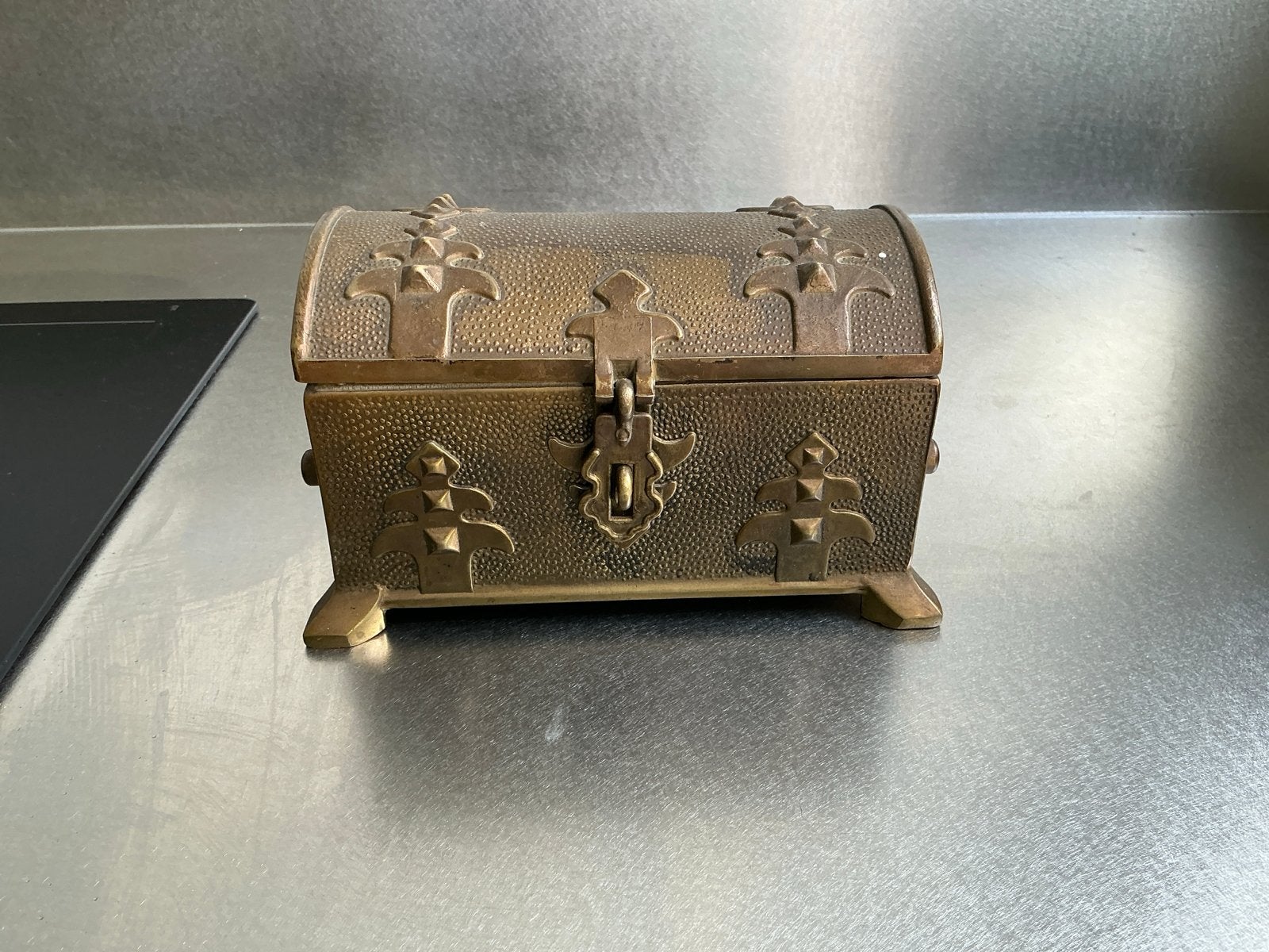 Antieke Koperen Schatkistje - Decoratieve Opbergdoos, Antiek en Kunst, Antiek | Woonaccessoires, Ophalen