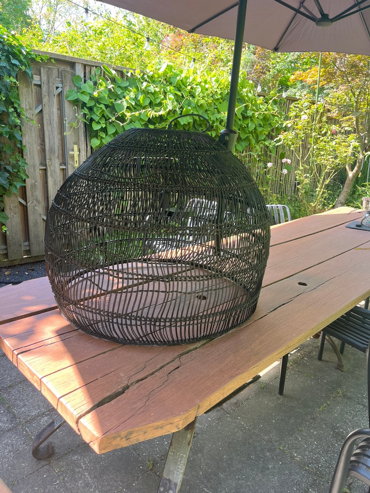 Hanglamp van gevlochten rotan, Ophalen, Zo goed als nieuw