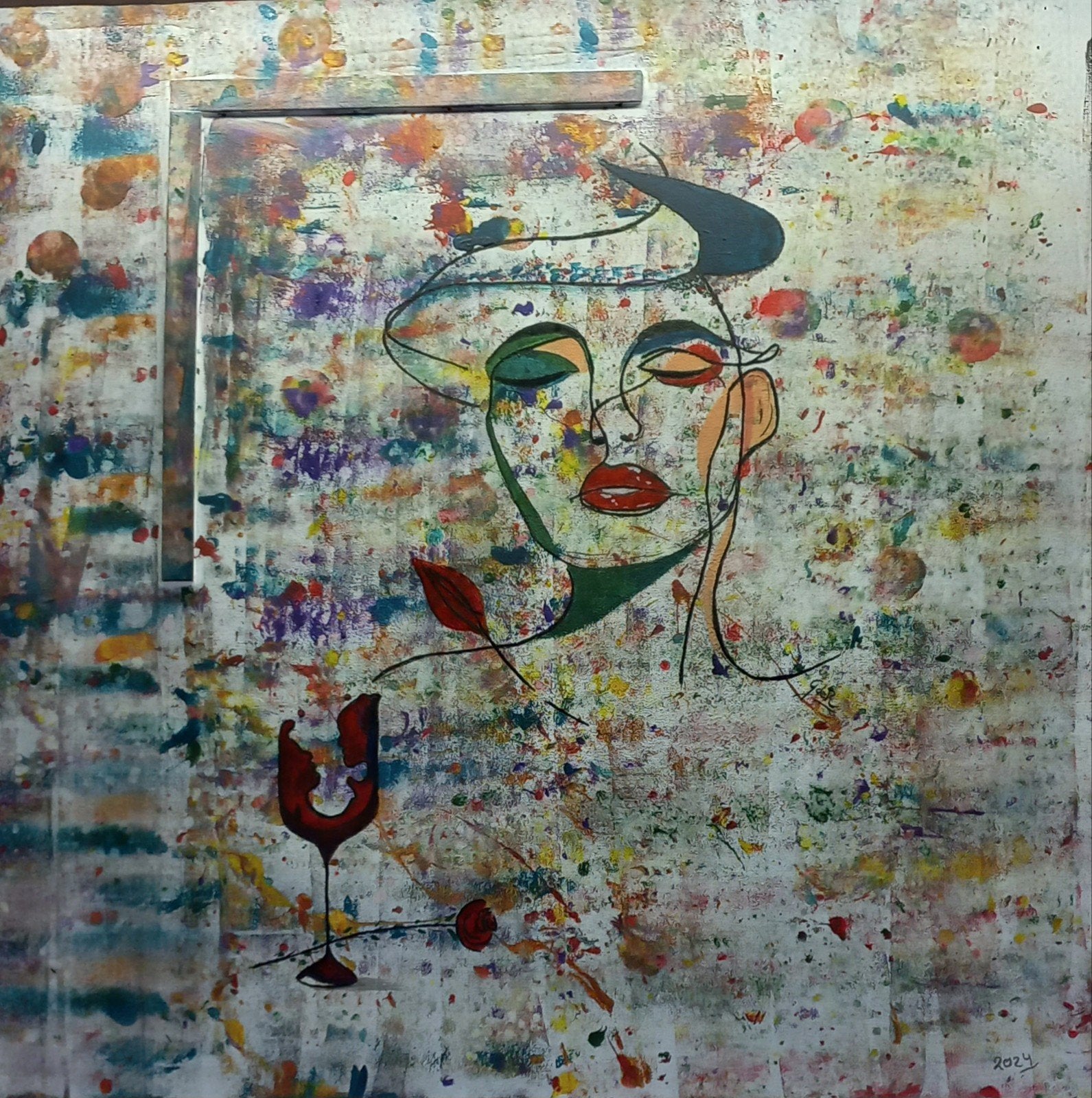 Handgemaakt abstract acryl schilderij op canvas, 70x70cm, Ophalen