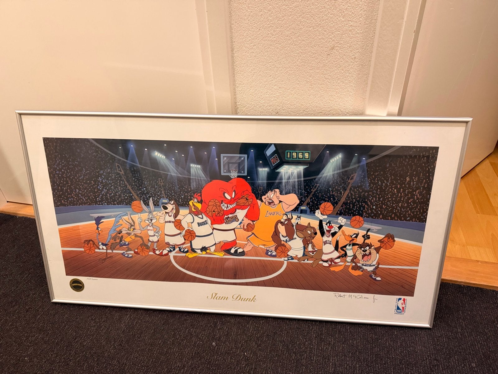 Looney Tunes Space Jam "Slam Dunk" ingelijste print, Ophalen, Gebruikt, Oorspronkelijke maker, Print
