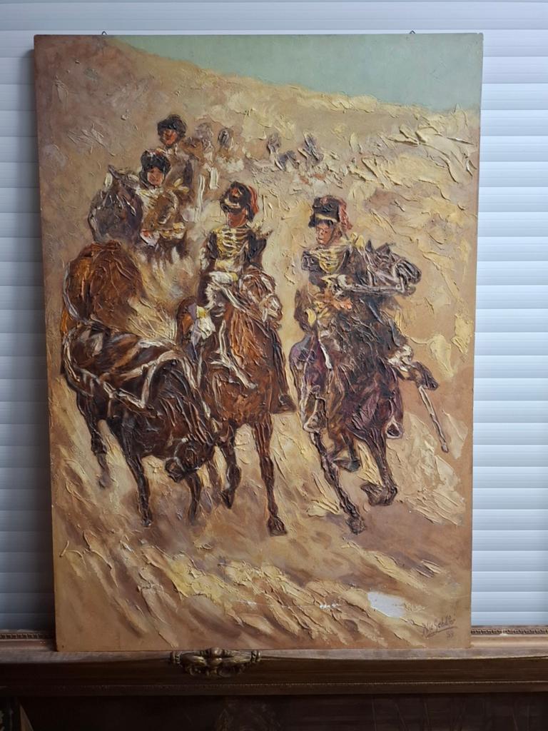 Gele rijders cavalerie, Antiek en Kunst, Kunst | Schilderijen | Klassiek, Ophalen