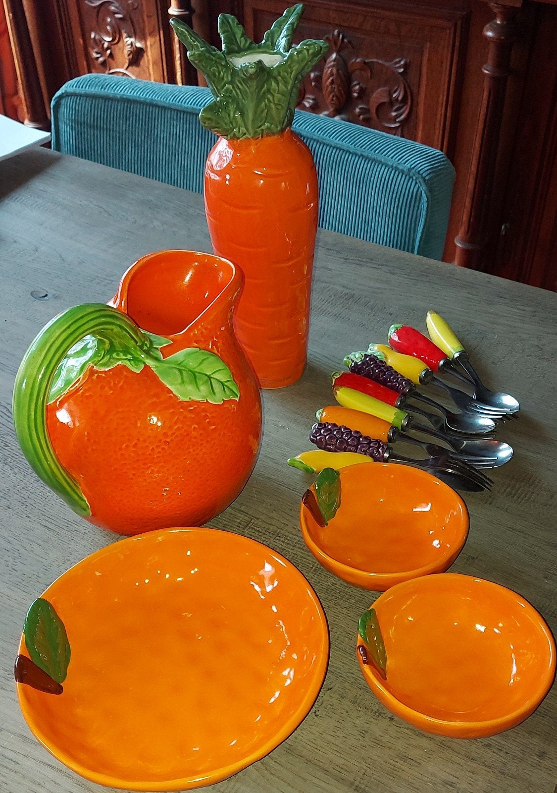 Decoratief fruit servies en vaasje, Huis en Inrichting, Keuken | Servies, Ophalen of Verzenden