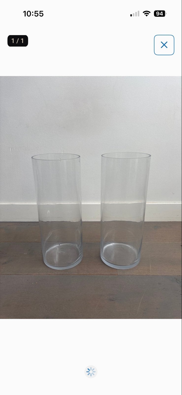 Set van 2 glazen cilinder vazen - 30 cm hoog, Ophalen, Transparant, Geschikt voor droogbloemen, Glas