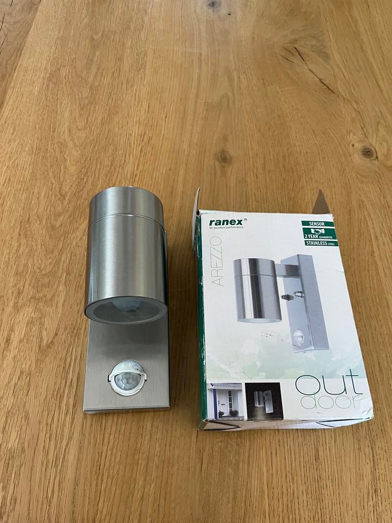 Ranex Arezzo Buitenlamp met Sensor RVS, Bewegingssensor, Minder dan 50 watt, Wandlamp, Ophalen of Verzenden