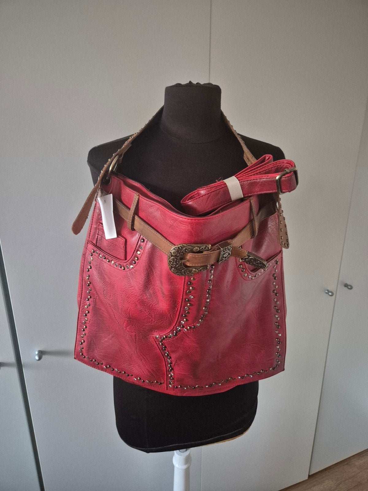 Y2K Western Mini-Rok Schoudertas / Crossbody (Rood) *nieuw*, Sieraden, Tassen en Uiterlijk, Ophalen of Verzenden, Nieuw, Rood