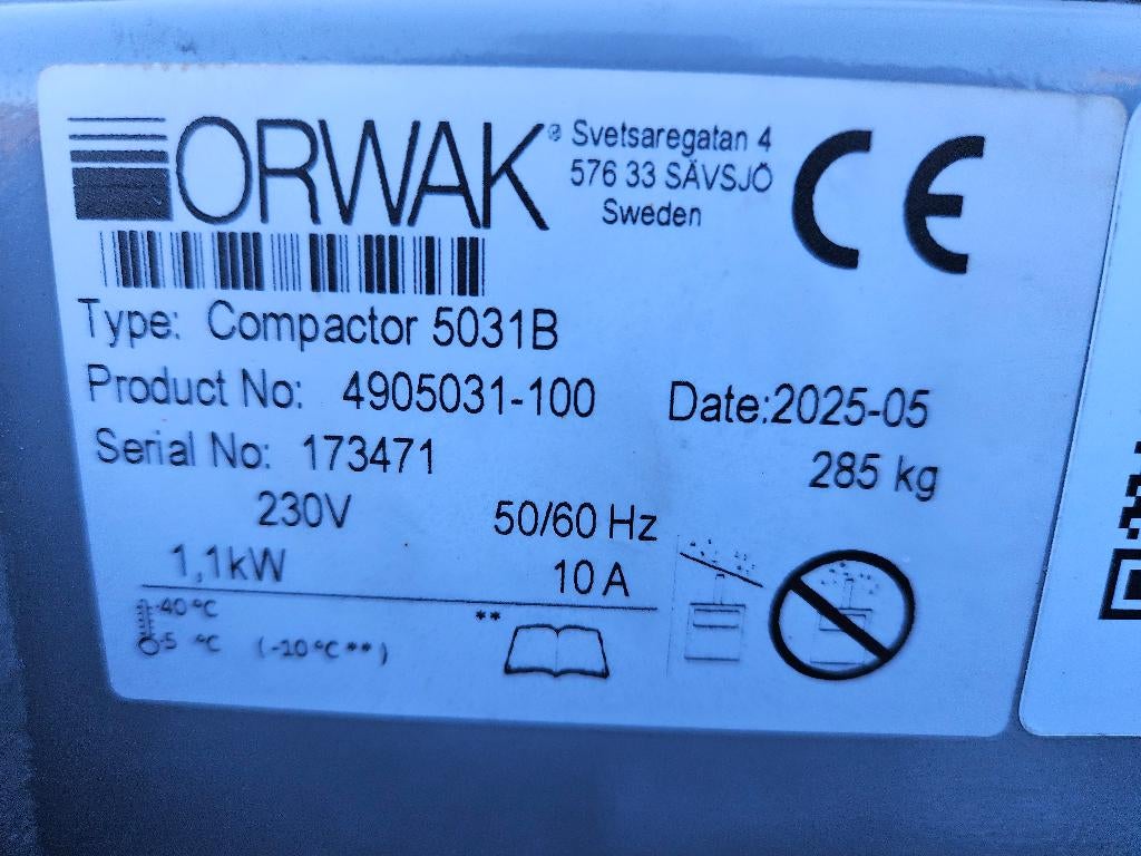 Orwak Compacter 5031B balenpers papierpers afvalpers, Ophalen, Zo goed als nieuw