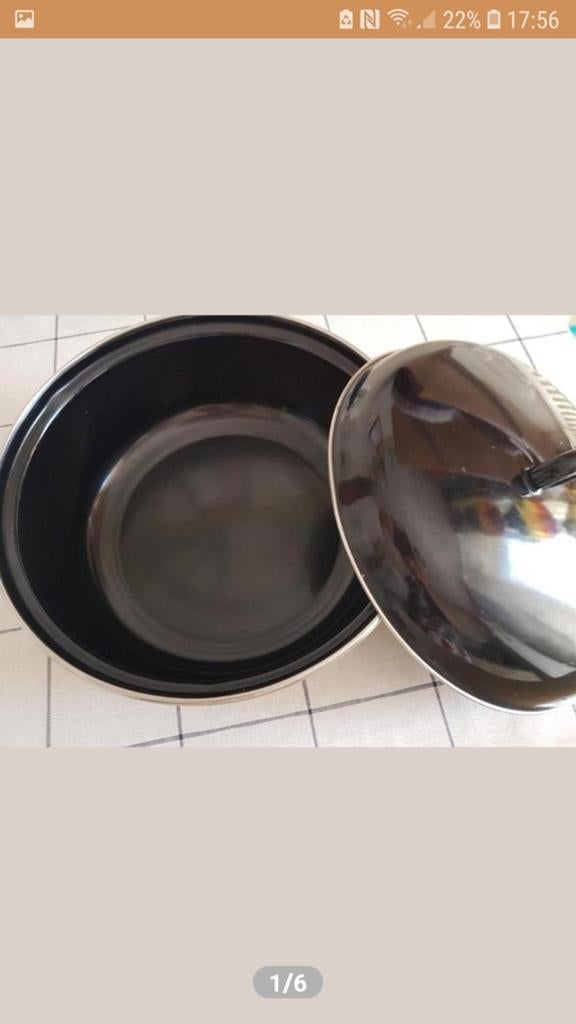 Zwarte pan met deksel - Gebruikt, Huis en Inrichting, Keuken | Potten en Pannen, Ophalen of Verzenden, Gebruikt, Overige materialen