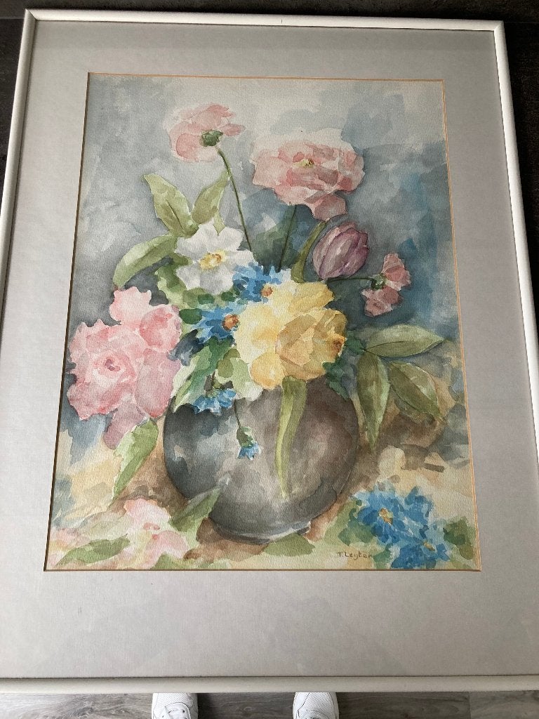 Te koop: prachtig gesigneerde aquarel van Tiny Leijten., Ophalen, 50 – 75, Minder dan 50 cm, Oorspronkelijke maker