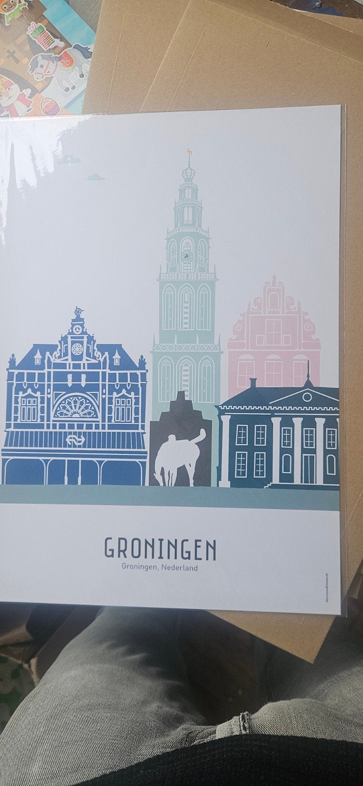 Groningen Skyline Poster A3, 50 – 75, Minder dan 50 cm, Nieuw, Ophalen of Verzenden