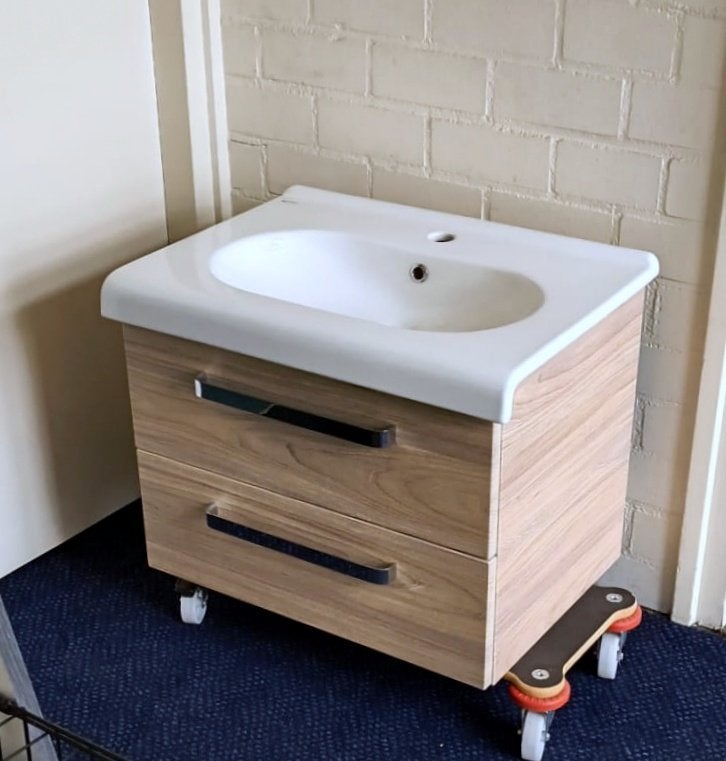 Modern grey-oak badmeubel met design wastafel 65 cm, Ophalen, Nieuw, 50 tot 100 cm, Minder dan 100 cm