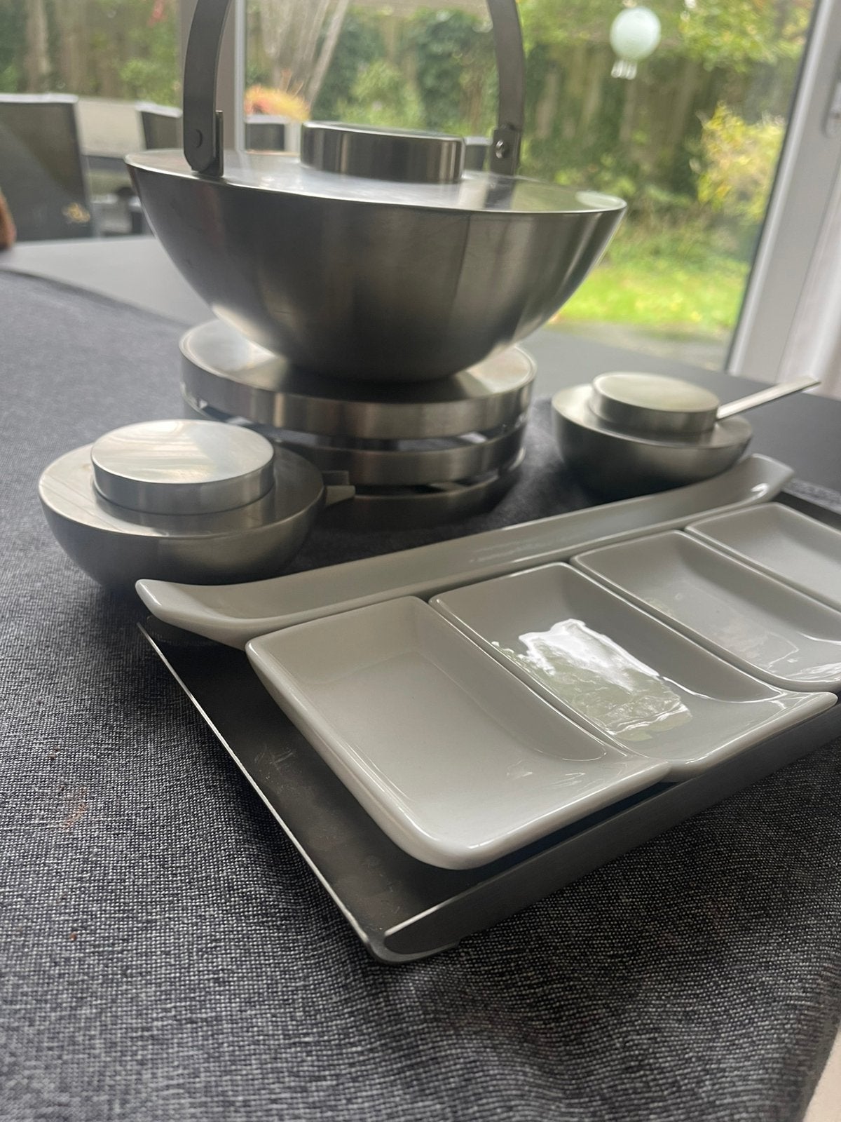 Blomus thee set, Gebruikt, Ophalen of Verzenden, Zilver, Metaal