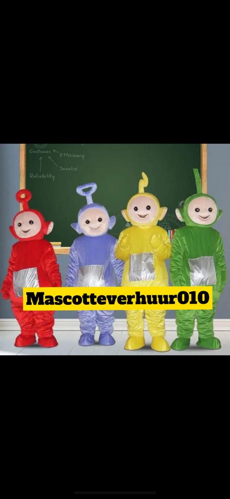 Teletubbies Tinky Winky, Dipsy, Lala & Po mascottes te huur, Ophalen, Zo goed als nieuw, Verjaardag