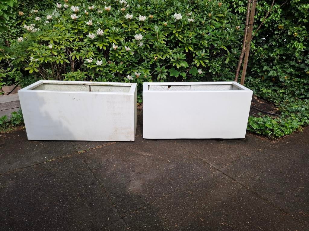 2x Polyester Plantenbak Buxus - Vorstvrij & Verrijdbaar, Tuin en Terras, Bloembakken en Plantenbakken, Kunststof, 100 cm of meer