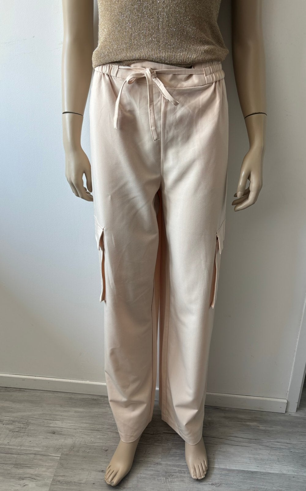 Ovs beige cargo broek wide leg maat L, Ophalen of Verzenden, Zo goed als nieuw, Beige, Lang