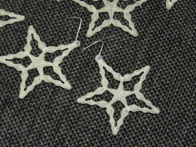 10 witte kerstboomhangers ster met glitter, Diversen, Kerst, Ophalen of Verzenden, Zo goed als nieuw