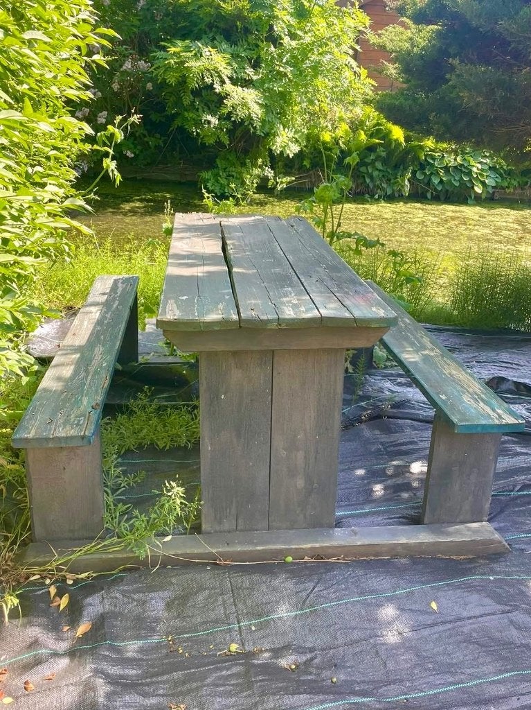 Picknicktafel, Ophalen, Gebruikt, Rechthoekig, Hout