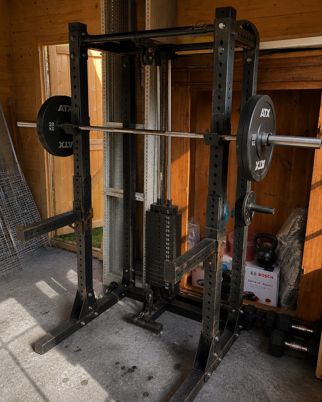 ATX half rack + pulley met gewichtsstapel, Sport en Fitness, Fitnessmaterialen, Ophalen, Zo goed als nieuw, Overige typen