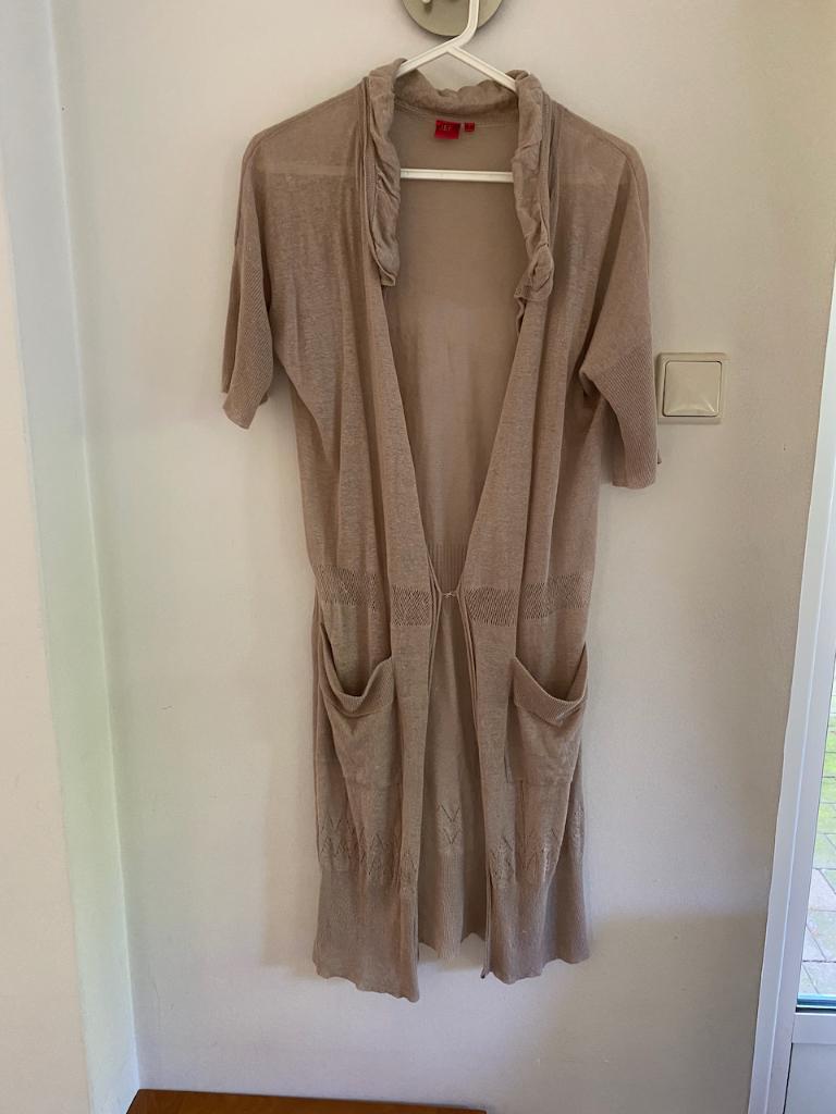 Lang zomers beige vest, Jeff, 100% linnen, maat S/M, Maat 38/40 (M), Jeff, Beige, Ophalen of Verzenden