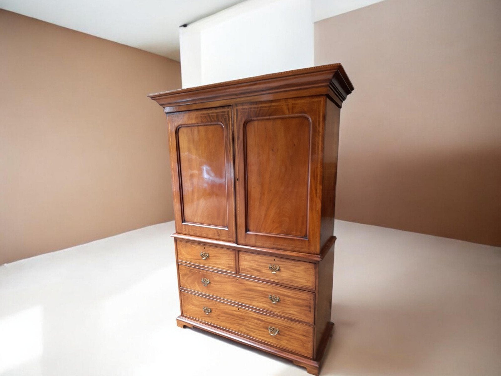 Antiek Engels Mahonie Kabinet met Laden - 3 Delen, Antiek en Kunst, Ophalen