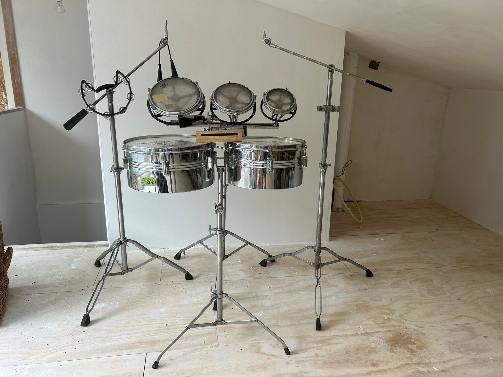 Percussie set van timbales en rototoms - Percussion set, Muziek en Instrumenten, Ophalen, Gebruikt, Overige merken