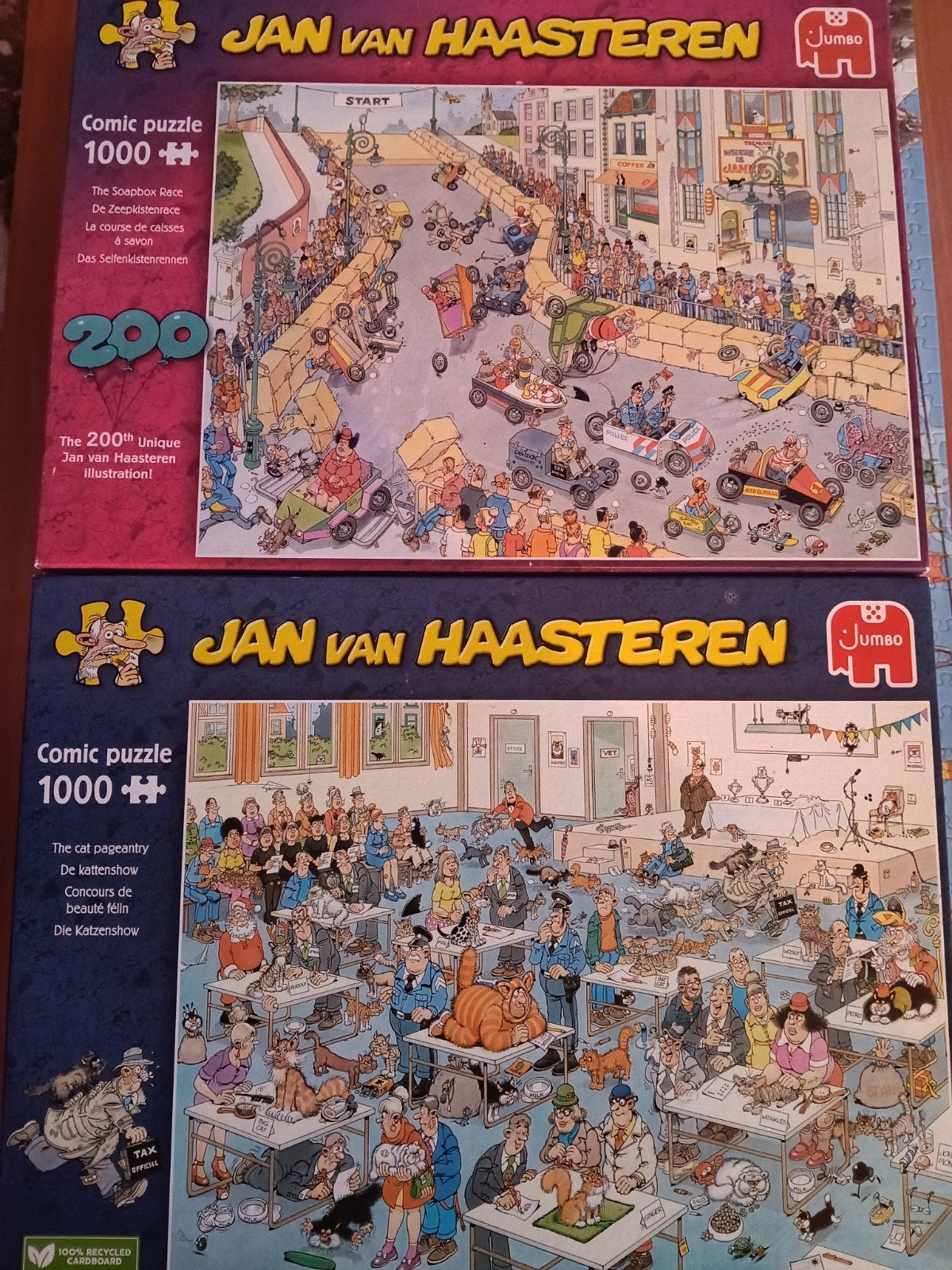 2x puzzel Jan van Haasteren, Ophalen of Verzenden, 500 t/m 1500 stukjes