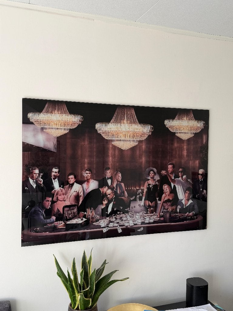 Maffia schilderij op glas 80x120 | Scarface Godfather & meer, Ophalen, Zo goed als nieuw, Schilderij, 100 tot 125 cm