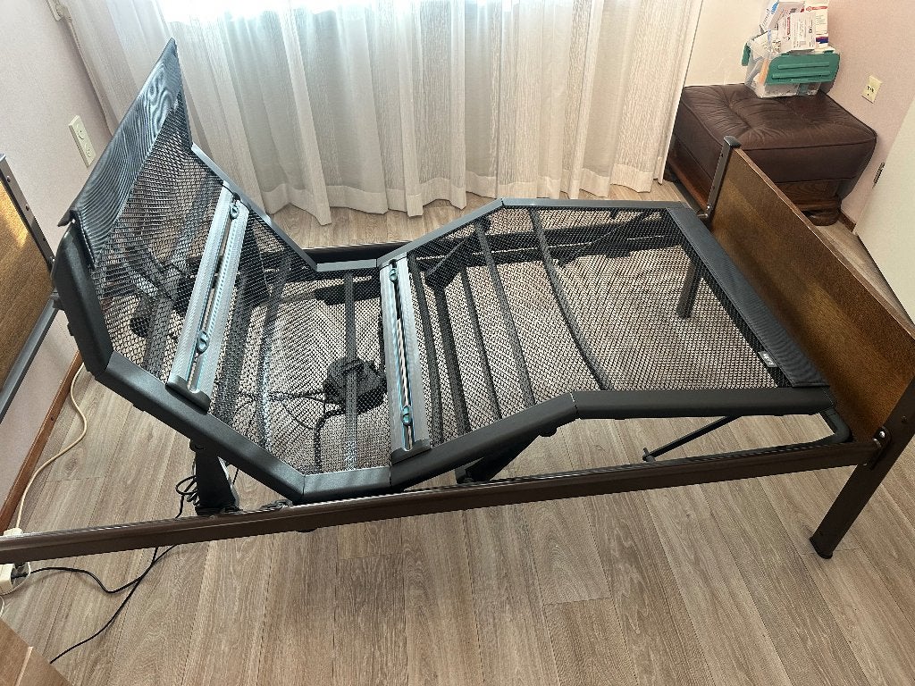 Auping 3M electrische bodem met bed staal en hout 90x200, Huis en Inrichting, Slaapkamer | Bedden, Ophalen, Verstelbaar, 90 cm