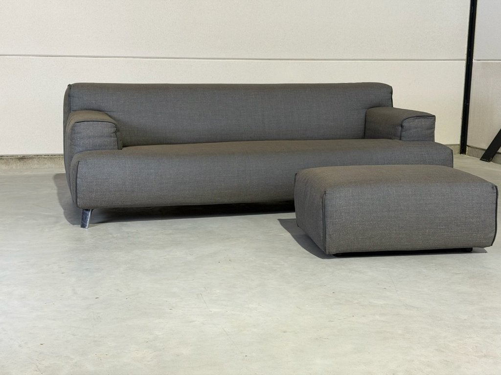 Leolux Oscar bank met hocker - grijs, Ophalen, Gebruikt, Marinus Dammeweg 42, 5928 PW Venlo, Nederland, 100 tot 125 cm