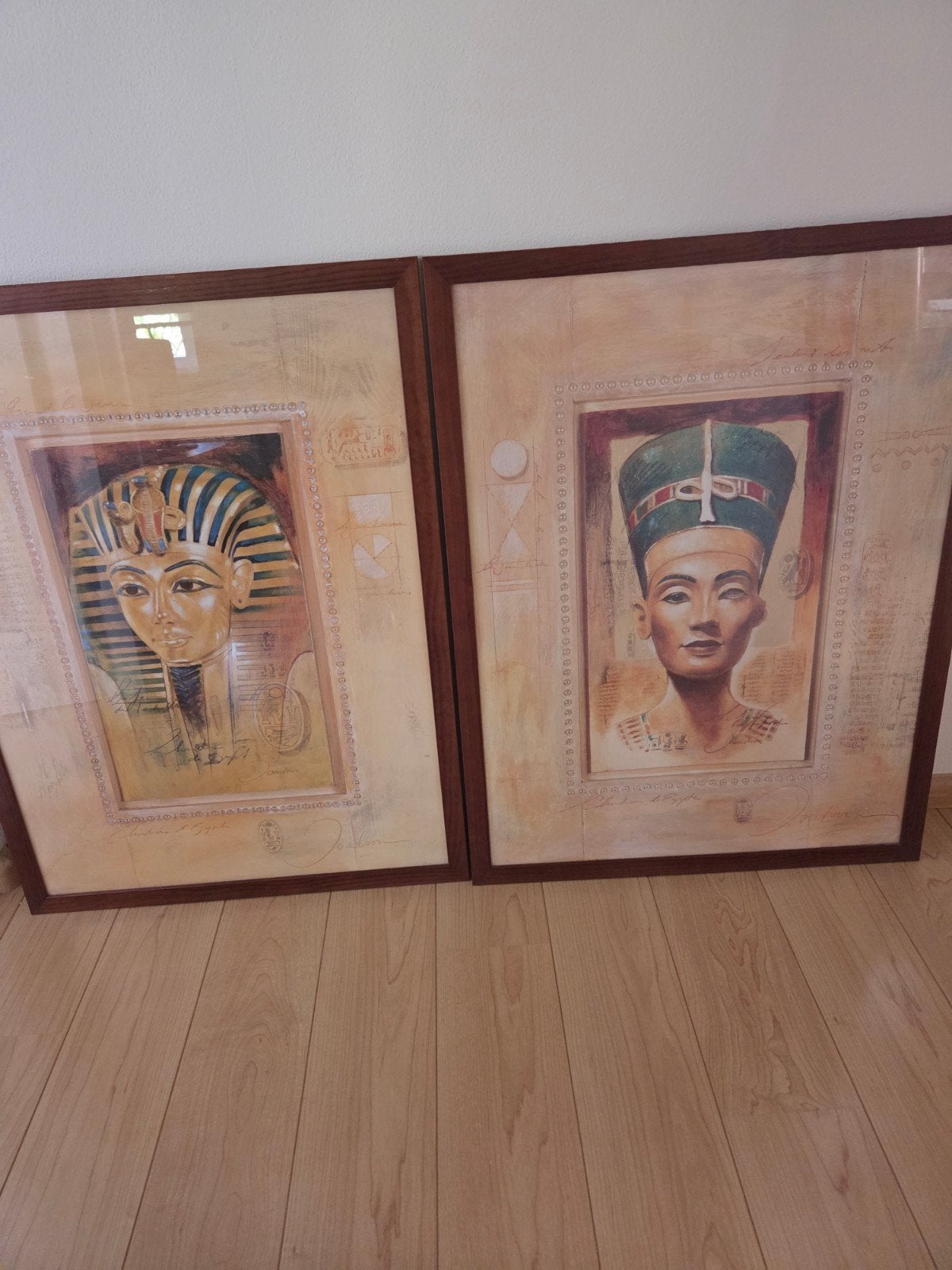 Ingelijste Egyptische kunst: Toetanchamon en Nefertiti, Antiek en Kunst, Ophalen