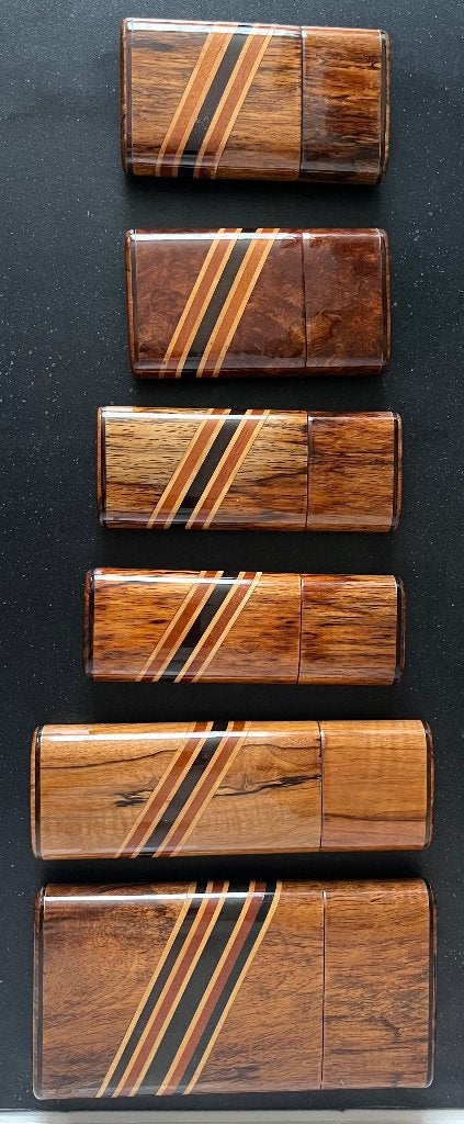 Set van 6 luxe houten sigarenkokers met marqueterie, Verzamelen, Ophalen of Verzenden, Nieuw, Tabaksdoos of Verpakking