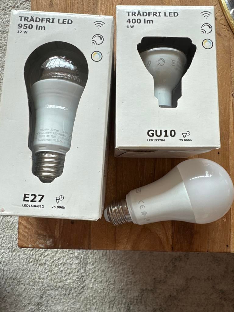 IKEA TRÅDFRI LED lampen E27 en GU10, Huis en Inrichting, Lampen | Losse lampen, 30 tot 60 watt, Led-lamp, Gebruikt, E27 (groot)