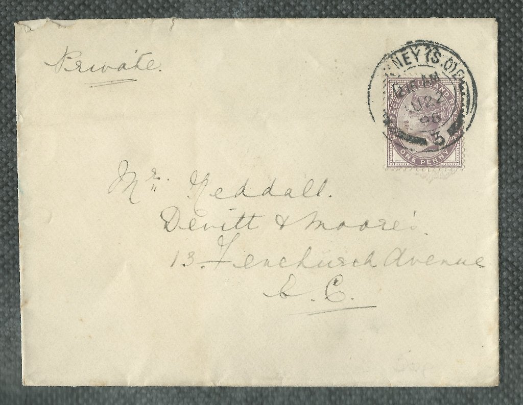 ENGELAND 1898 1d. lila (16 parels) op Envelope., Verzenden, Gestempeld