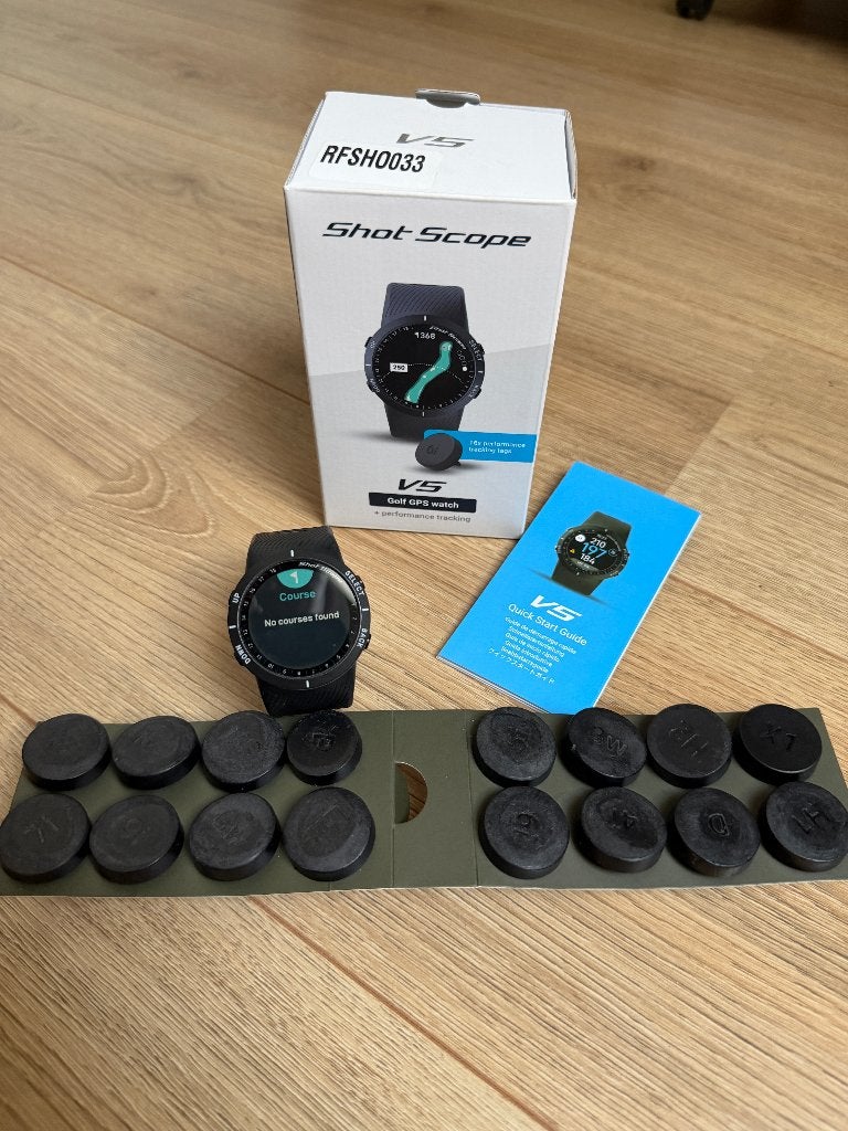 Shot Scope V5 GPS Golfhorloge – Compleet met 16 trackingtags, Ophalen of Verzenden, Zo goed als nieuw, Overige typen, Overige merken
