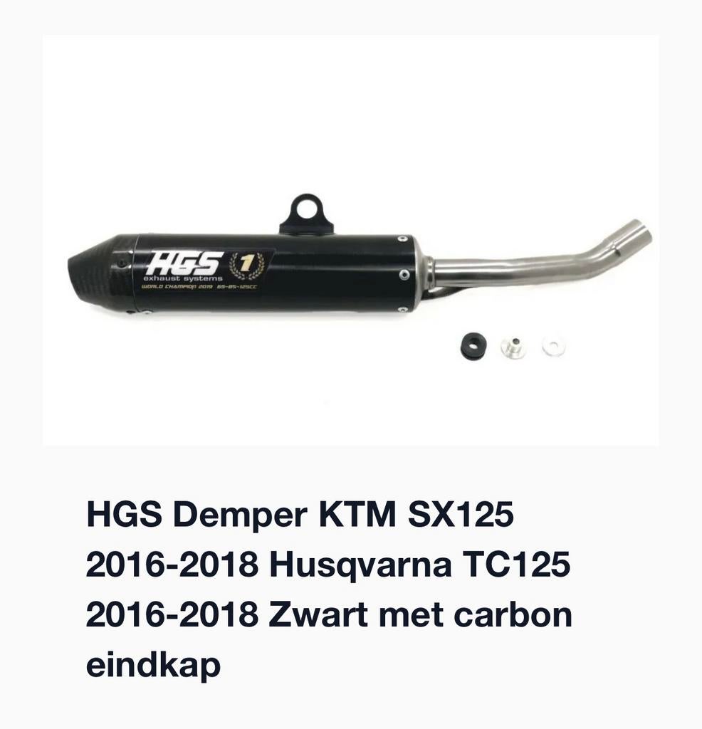 HGS einddemper carbon, Ktm 125/150 Sx,, Ophalen of Verzenden, Zo goed als nieuw