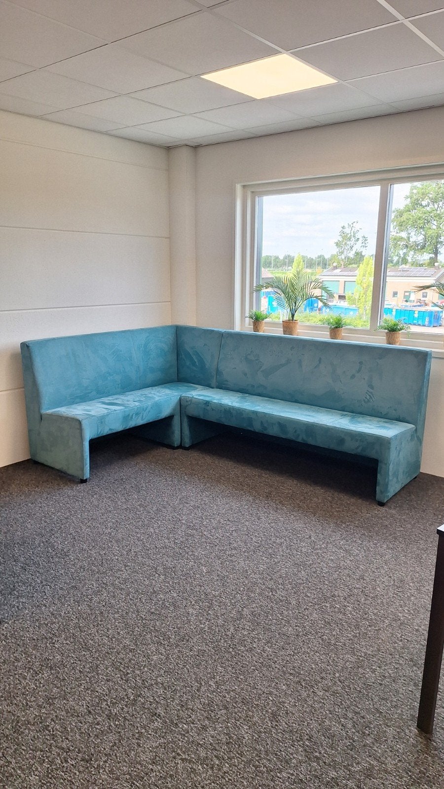 Turquoise blauwe hoekbank - Comfortabel en stijlvol, Ophalen, Gebruikt, Hoekbank, 300 cm of meer