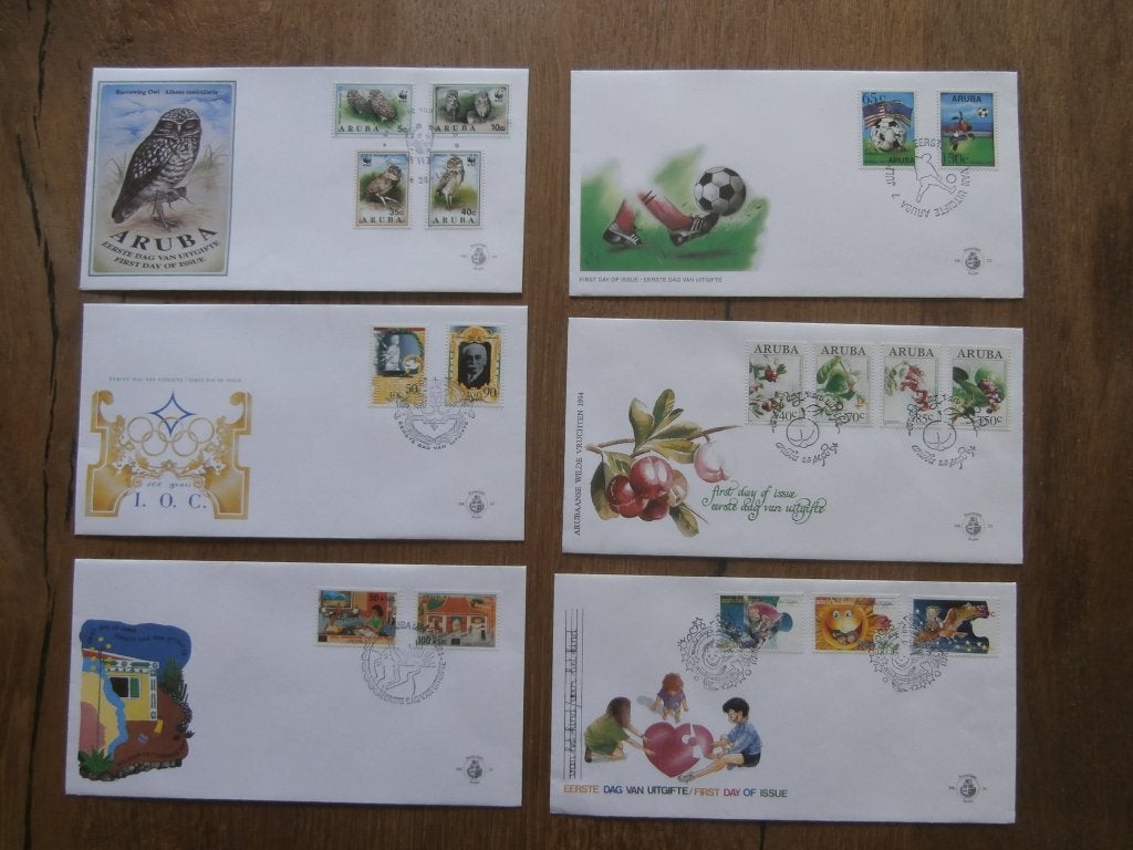jaargang fdc's aruba  1994, Ophalen of Verzenden, Gestempeld