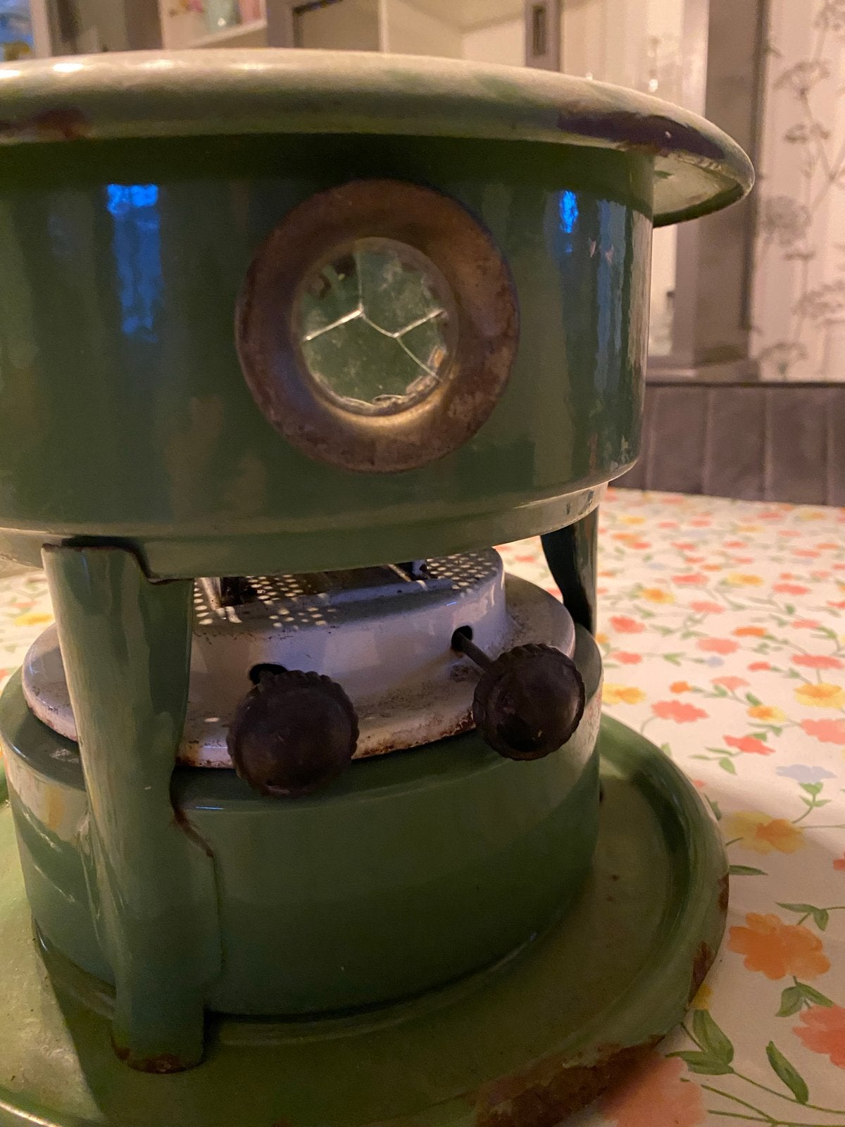 Vintage Petroleum Stel - Groen Emaille, Ophalen