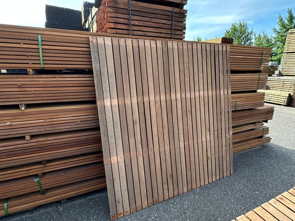 hardhouten lattenscherm 5 stuks voor €450,- incl. BTW, Tuin en Terras, Schuttingen, Ophalen, 1 tot 2 meter, Minder dan 3 meter