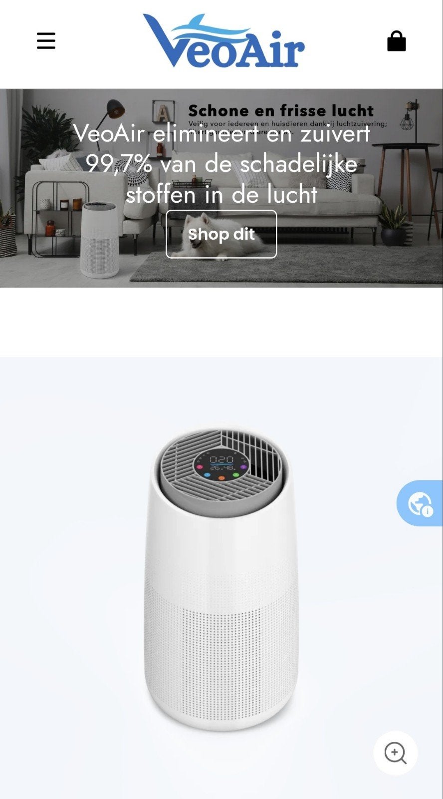 VeoAir Max luchtreiniger, Ophalen, Zo goed als nieuw, Luchtreiniger