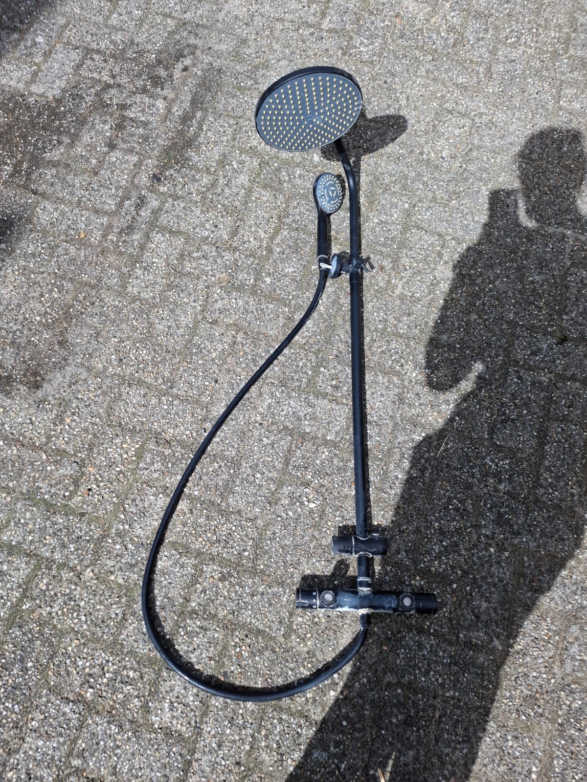 Mat zwarte regendoucheset met thermostaatkraan, Ophalen, Gebruikt, Met douche
